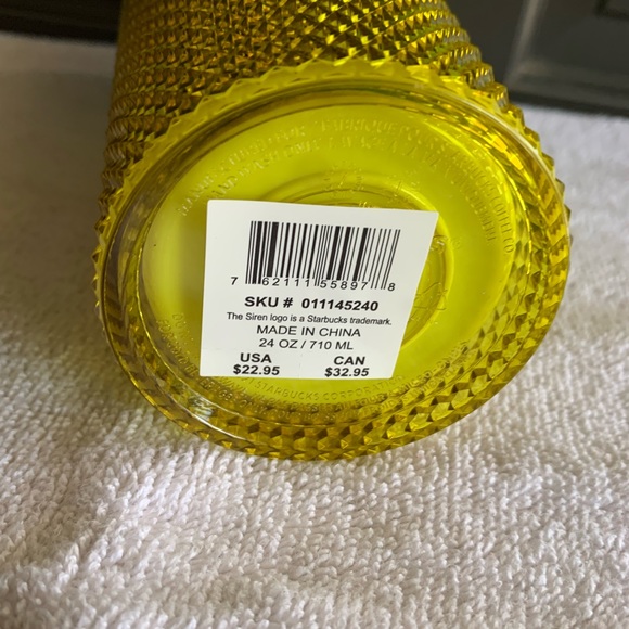 Starbucks Fall 2023 Gradient Lemon Yellow Blue Studded Venti 24 oz. Cold Tumbler - Picture 2 of 3